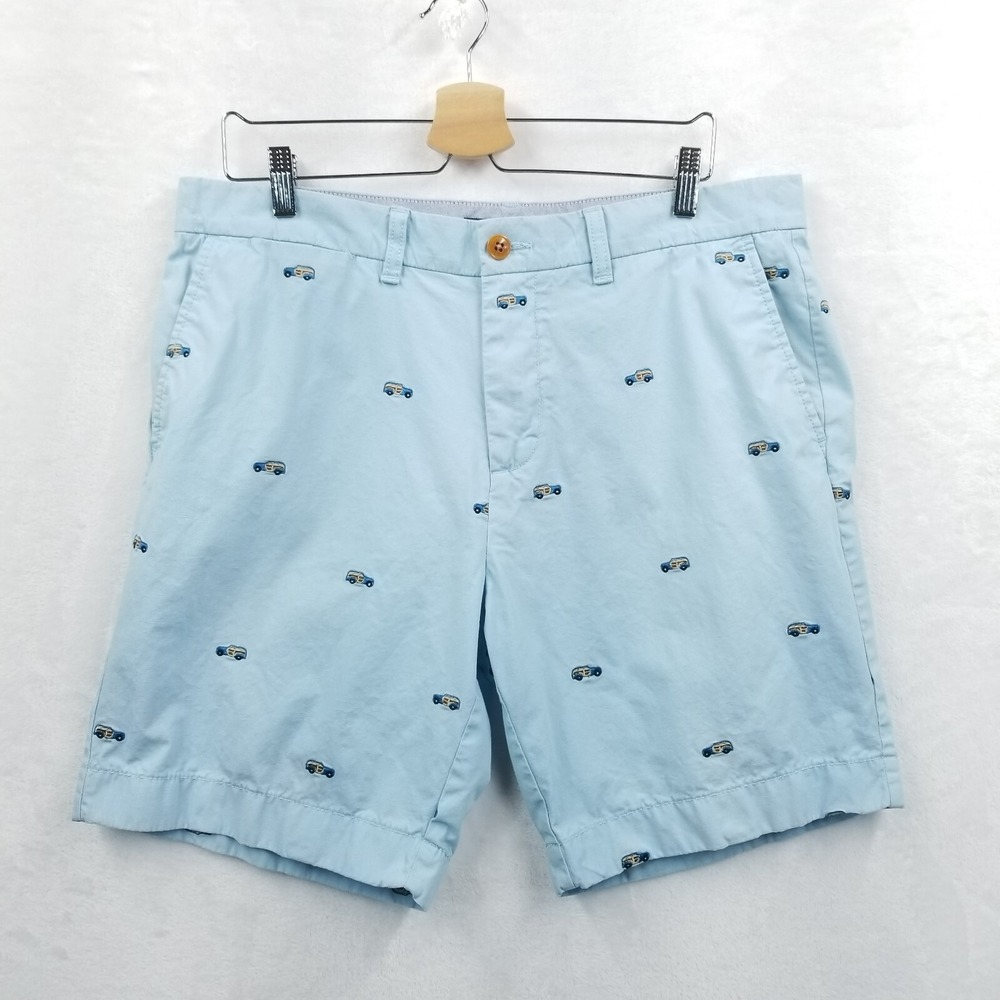 Tommy Hilfiger Shorts Men 35 Blue Embroidered Camper RV Camping SUV Travel Chino